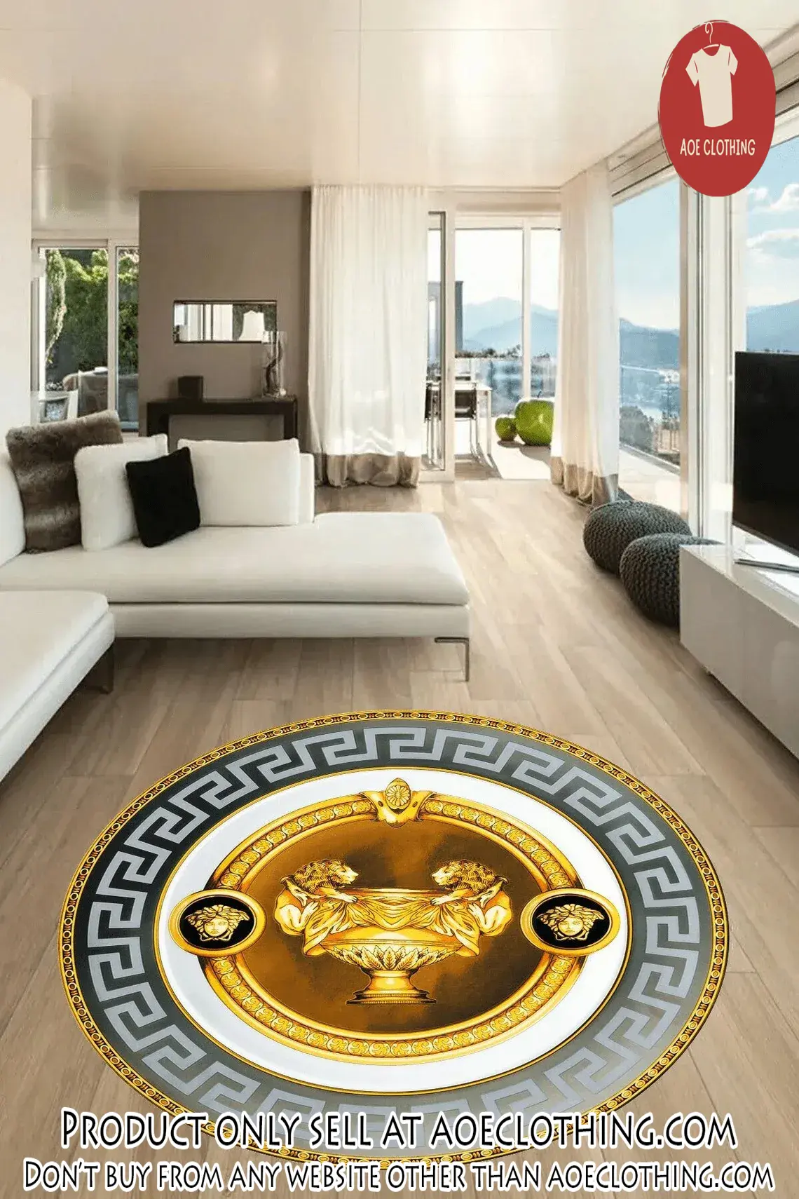 Versace medusa round rug carpet luxury brand fashion home decor aoe1511826